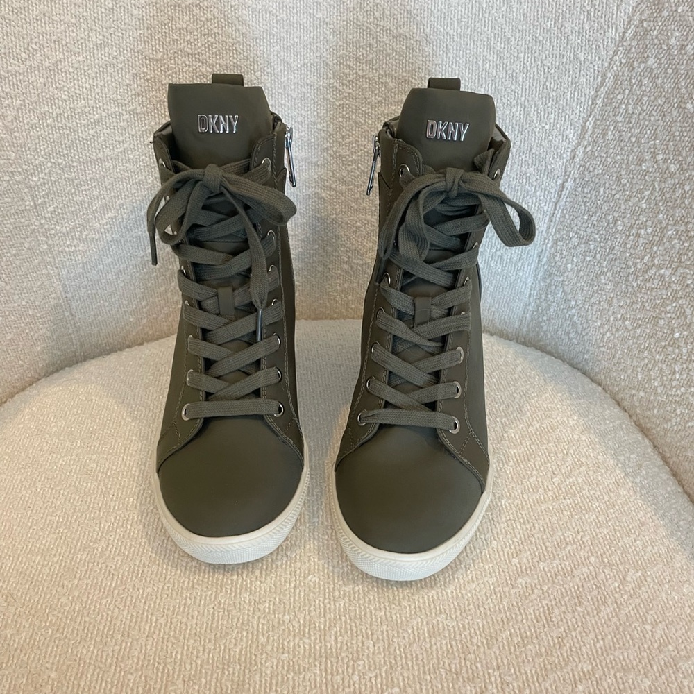 DKNY Olive Green Wedge Sneakers